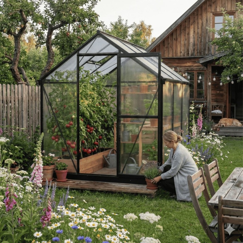 Szklarnia ogrodowa z poliwęglanu 4mm - Viola V - 1,7x1,8m - czarna