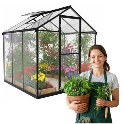 Szklarnia ogrodowa z poliwęglanu 4mm - Viola V - 1,7x1,8m - czarna