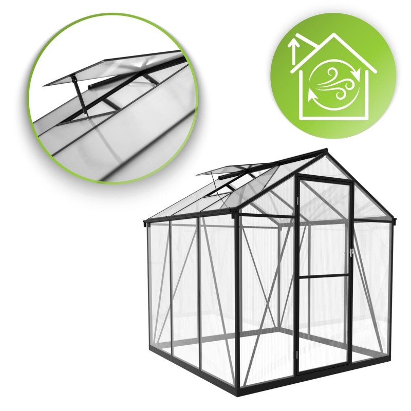 Szklarnia ogrodowa z poliwęglanu 4mm - Viola V - 1,7x1,8m - czarna