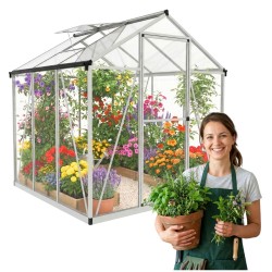 Szklarnia ogrodowa z poliwęglanu 4mm - Viola V - 1,7x1,8m - srebrna
