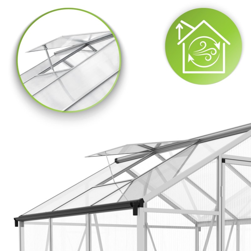 Szklarnia ogrodowa z poliwęglanu 4mm - Viola V - 1,7x1,8m - srebrna