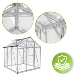 Szklarnia ogrodowa z poliwęglanu 4mm - Viola V - 1,7x1,8m - srebrna