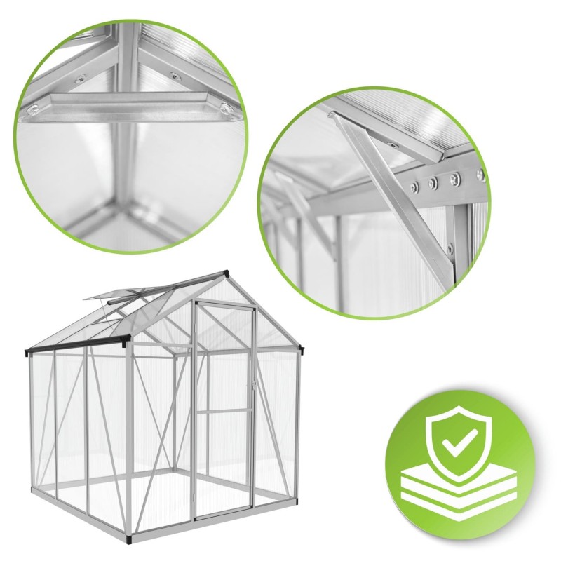 Szklarnia ogrodowa z poliwęglanu 4mm - Viola V - 1,7x1,8m - srebrna