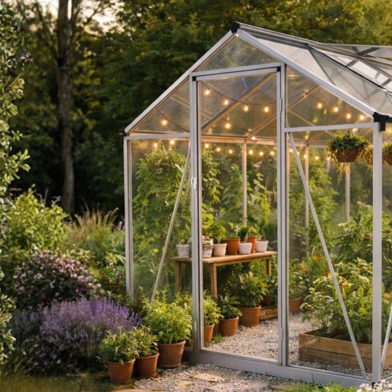 Szklarnia ogrodowa z poliwęglanu 4mm - Viola V - 1,7x1,8m - srebrna