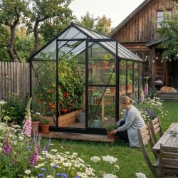 Szklarnia ogrodowa z poliwęglanu 4mm - Viola VI - 2,4x1,9m - czarna