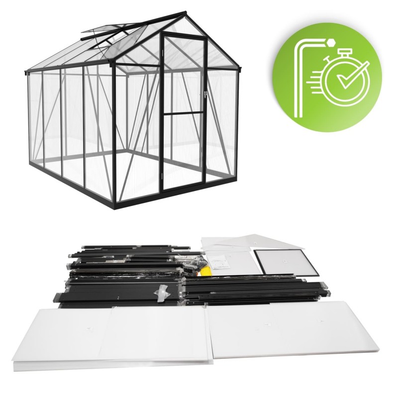 Szklarnia ogrodowa z poliwęglanu 4mm - Viola VI - 2,4x1,9m - czarna