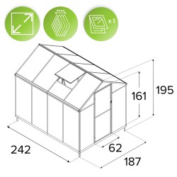 Szklarnia ogrodowa z poliwęglanu 4mm - Viola VI - 2,4x1,9m - czarna