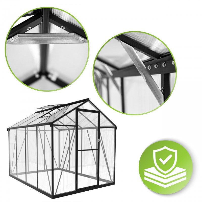 Szklarnia ogrodowa z poliwęglanu 4mm - Viola VI - 2,4x1,9m - czarna