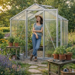 Szklarnia ogrodowa z poliwęglanu 4mm - Viola VI - 2,4x1,9m - srebrna