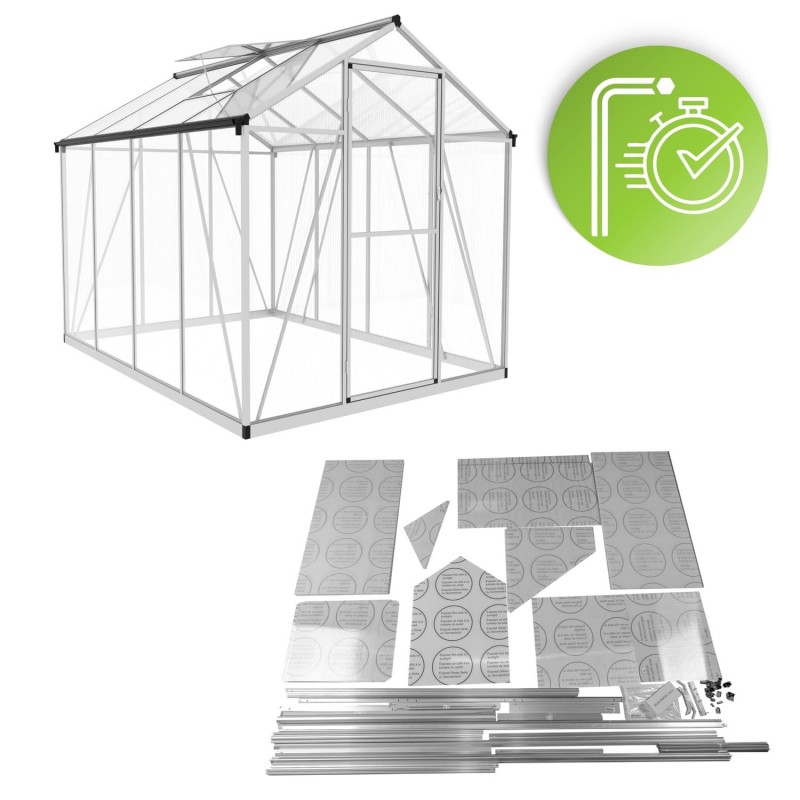Szklarnia ogrodowa z poliwęglanu 4mm - Viola VI - 2,4x1,9m - srebrna