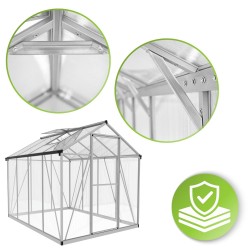Szklarnia ogrodowa z poliwęglanu 4mm - Viola VI - 2,4x1,9m - srebrna