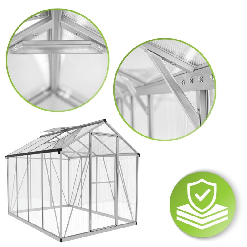 Szklarnia ogrodowa z poliwęglanu 4mm - Viola VI - 2,4x1,9m - srebrna