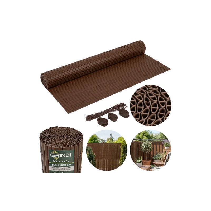 Osłona na balkon wzmocniona mata balkonowa - PVC 100 cm - GMP brąz