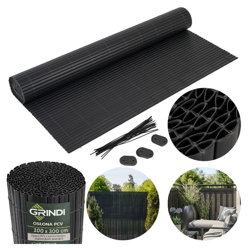 Osłona na balkon wzmocniona mata balkonowa - PVC 100 cm - GMP antracyt