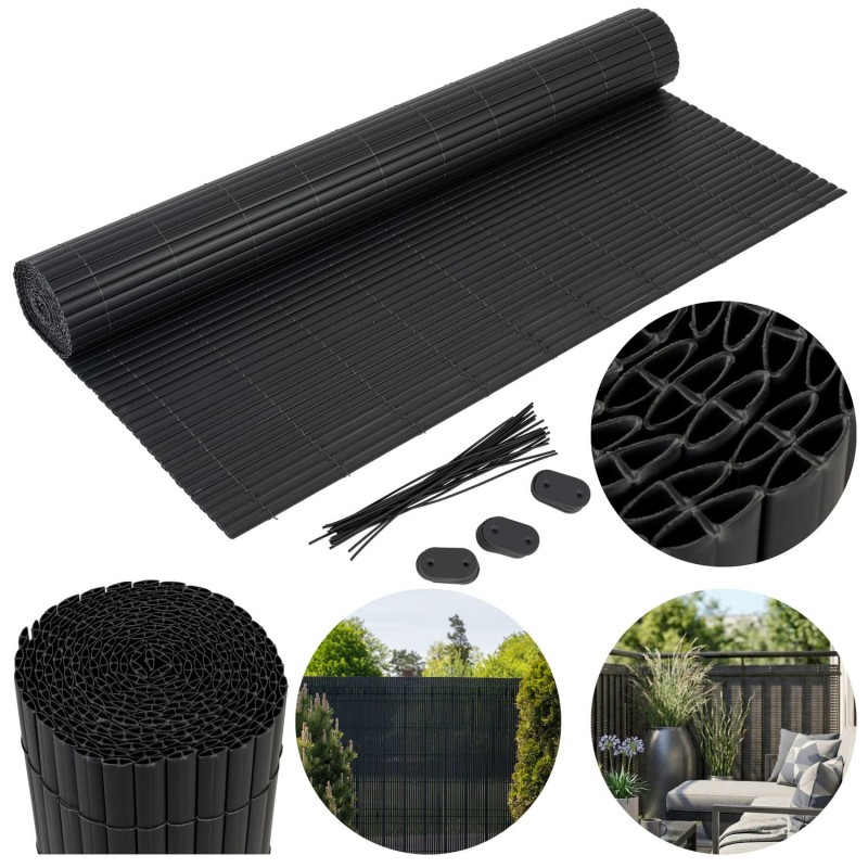 Osłona na balkon wzmocniona mata balkonowa - PVC 180 cm - GMP antracyt