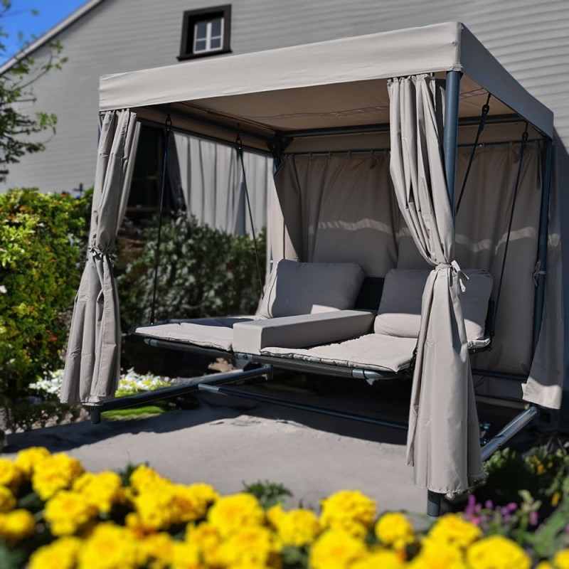 Huśtawka ogrodowa z zadaszeniem leżanka łóżko dla 3 osób – MAUI 230x182