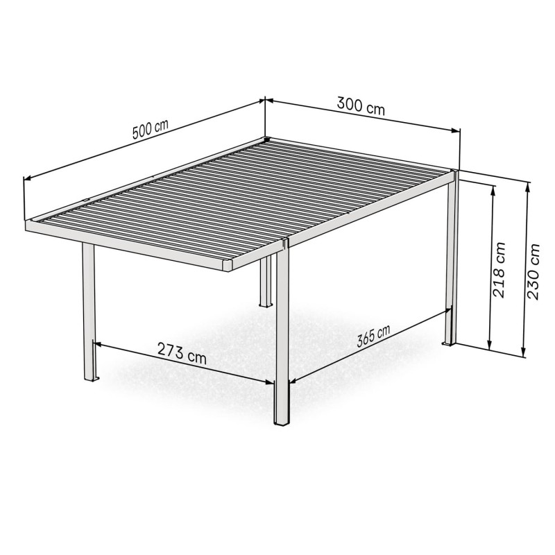 Wiata garażowa zadaszenie na samochód aluminiowa – SAMOS I 500x300x230 antracyt GRINDI IN THE GARDEN - 3