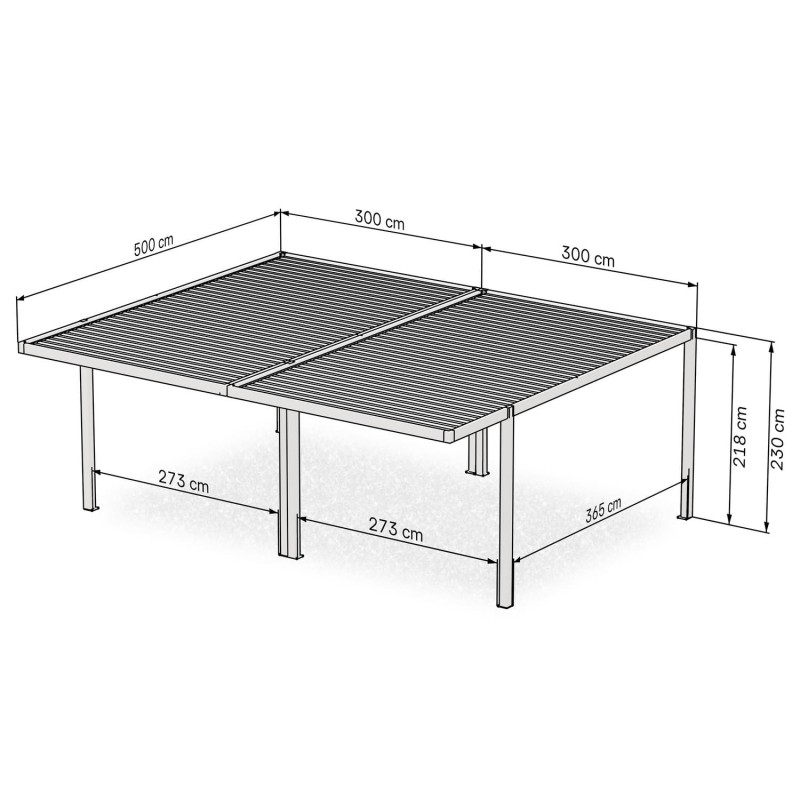 Wiata garażowa dwustanowiskowa zadaszenie aluminiowa – SAMOS II 500x600x230 antracyt