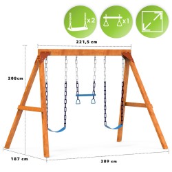 Plac zabaw ogrodowy dla dzieci huśtawka drewniana 3 osobowa Funland I