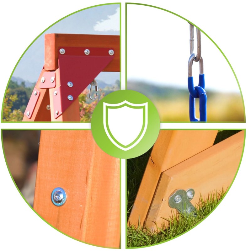 Plac zabaw ogrodowy dla dzieci huśtawka drewniana 3 osobowa Funland I