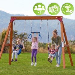 Plac zabaw ogrodowy dla dzieci huśtawka drewniana 3 osobowa Funland I