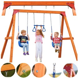 Plac zabaw ogrodowy dla dzieci huśtawka drewniana 3 osobowa Funland I