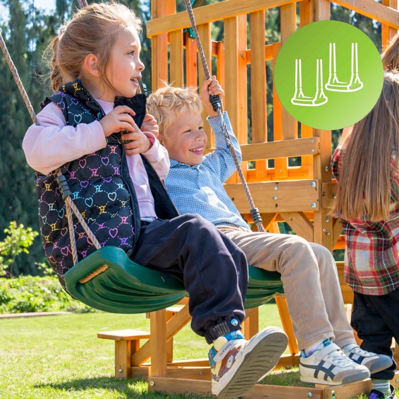 Plac zabaw ogrodowy dla dzieci drewniany huśtawka zjeżdżalnia 4 osobowa Funland II