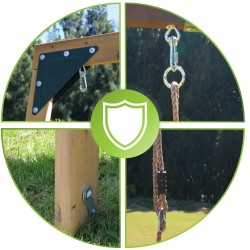 Plac zabaw ogrodowy dla dzieci drewniany huśtawka zjeżdżalnia 4 osobowa Funland II