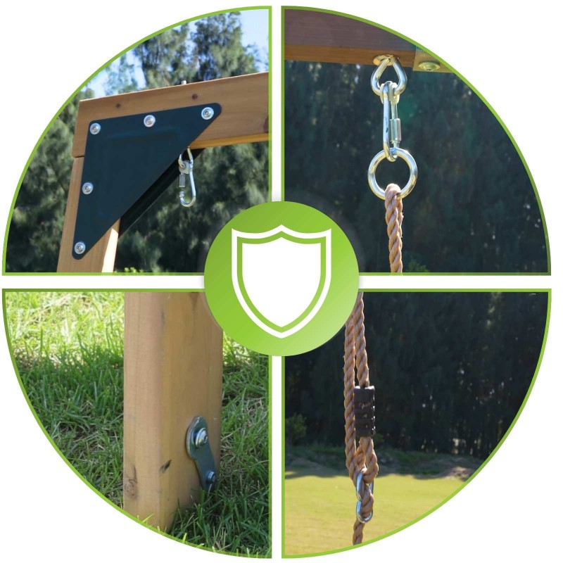 Plac zabaw ogrodowy dla dzieci drewniany huśtawka zjeżdżalnia 4 osobowa Funland II