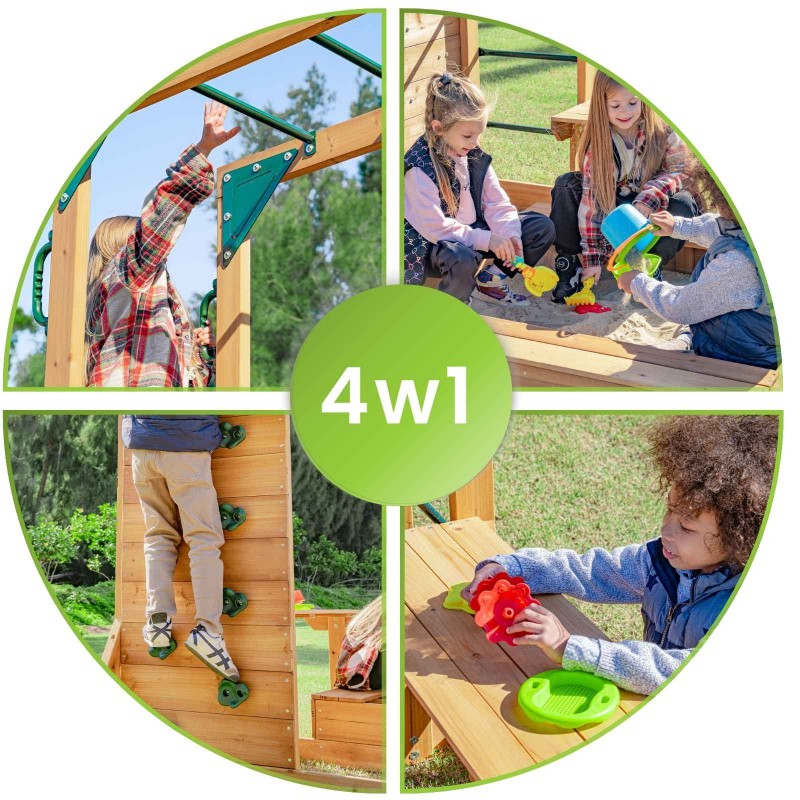Plac zabaw ogrodowy piaskownica ścianka wspinaczkowa małpi gaj drabinka - Funland IV