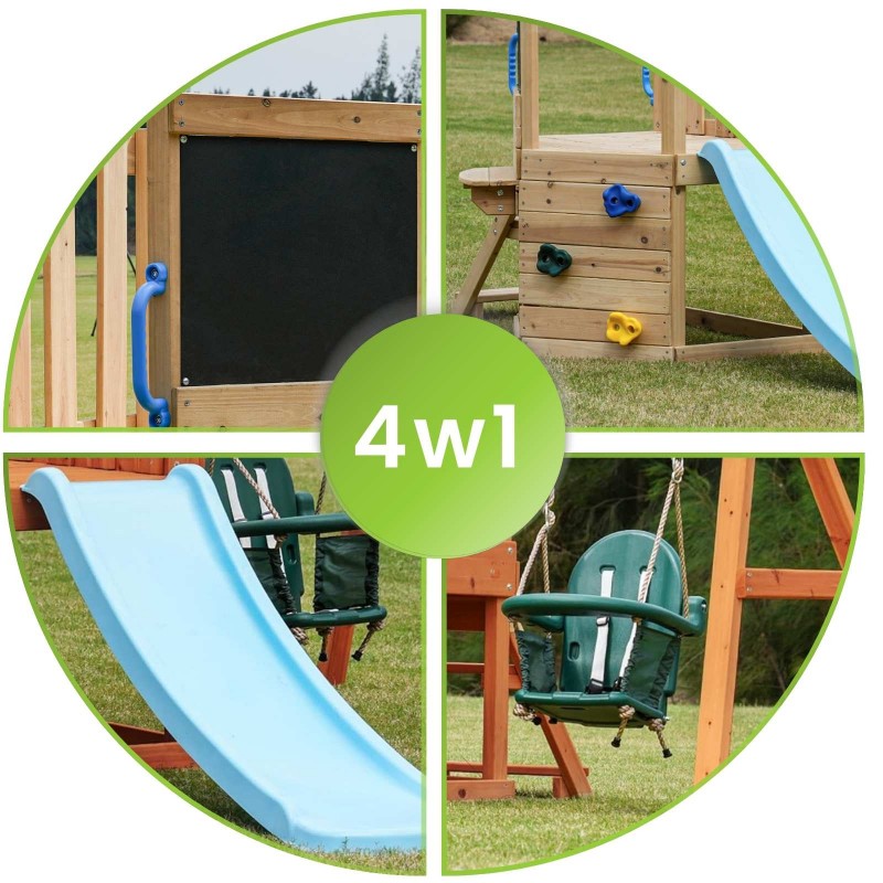 Plac zabaw ogrodowy drewniany huśtawka dla dzieci - Funland V