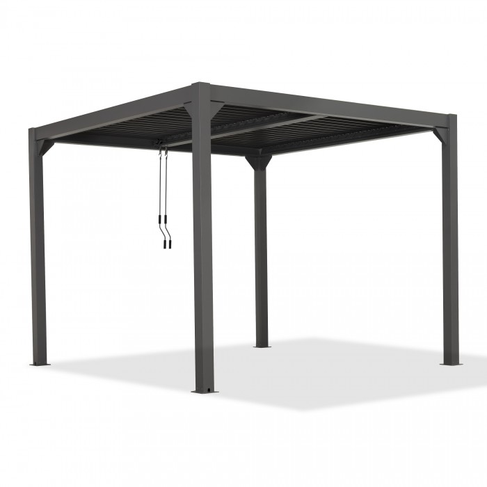 Pergola tarasowa, szara aluminiowa z otwieranym dachem - Kea VI 4x4m Grindi - 1