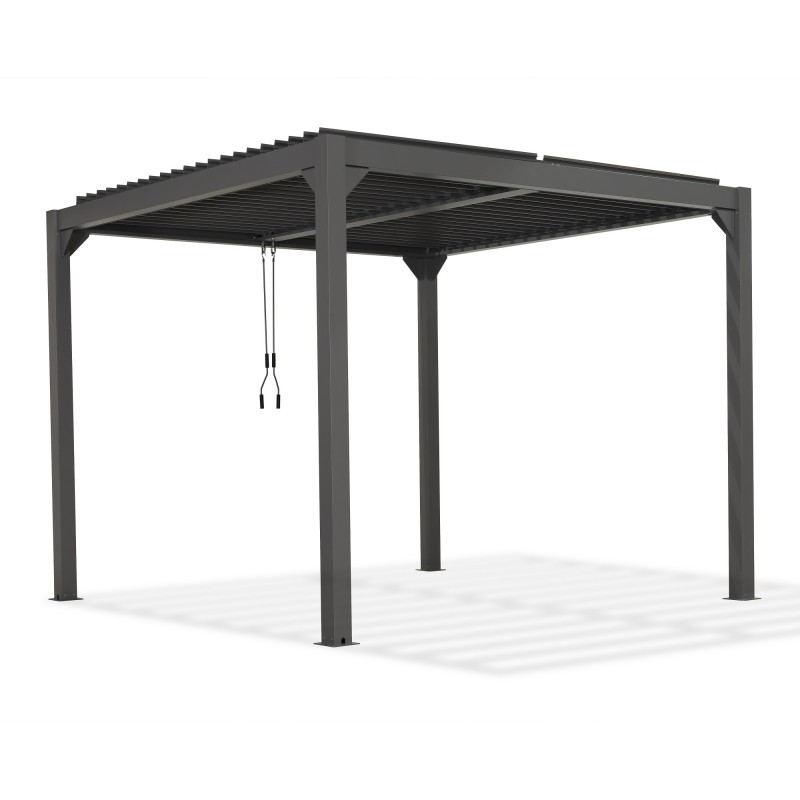 Pergola tarasowa, szara aluminiowa z otwieranym dachem - Kea I 3x4m Grindi - 1