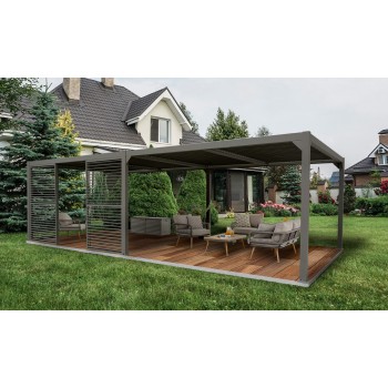 Pergola tarasowa, szara aluminiowa z otwieranym dachem - Kea V 8x4m Grindi - 3