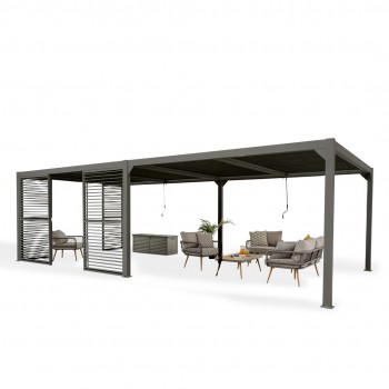 Pergola tarasowa, szara aluminiowa z otwieranym dachem - Kea V 8x4m GRINDI IN THE GARDEN - 5