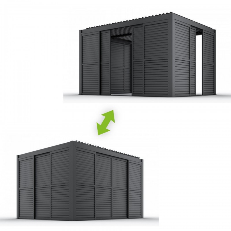Przesuwna ścianka żaluzjowa panel do pergoli Kea - szara