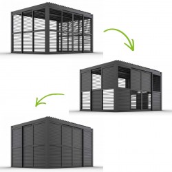 Przesuwna ścianka żaluzjowa panel do pergoli Kea - szara