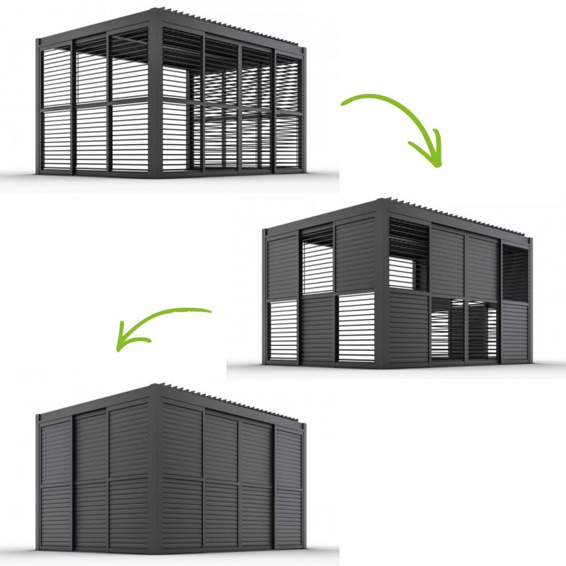 Przesuwna ścianka żaluzjowa panel do pergoli Kea - szara
