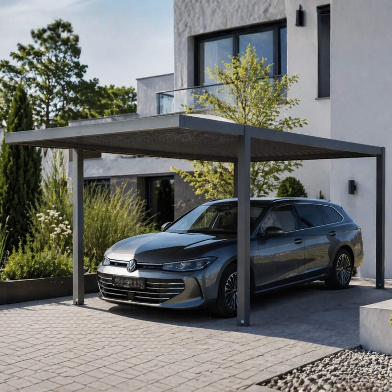 Wiata garażowa zadaszenie na samochód aluminiowa – SAMOS I 500x300x230 antracyt