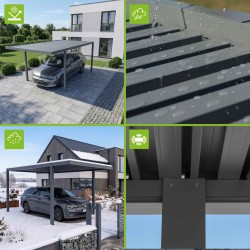 Wiata garażowa dwustanowiskowa zadaszenie aluminiowa – SAMOS II 500x600x230 antracyt