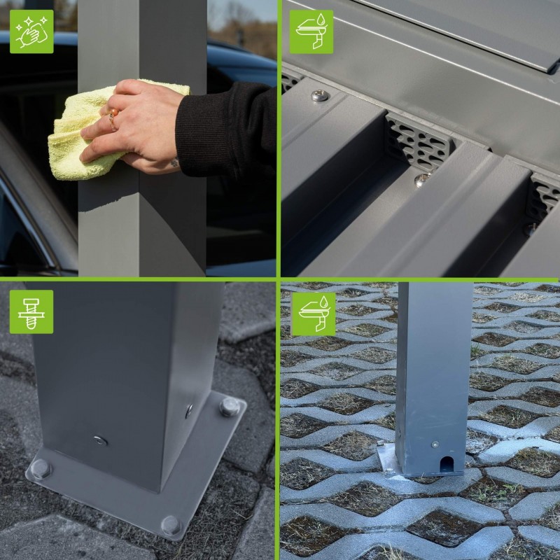 Wiata garażowa dwustanowiskowa zadaszenie aluminiowa – SAMOS II 500x600x230 antracyt