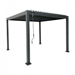 Pergola tarasowa aluminiowa wolnostojąca z lamelami 3x3 m szara – Paxi I