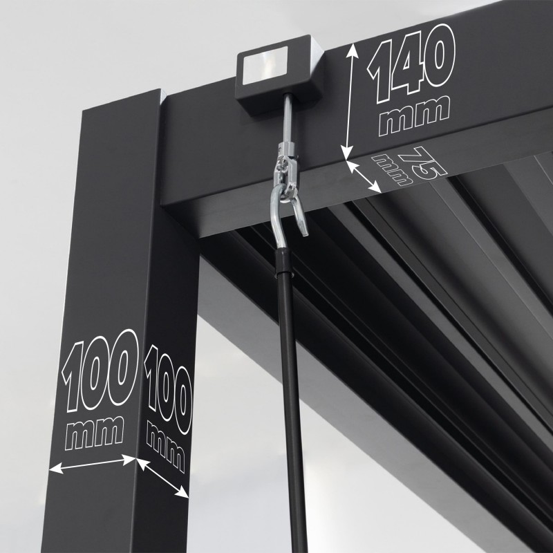 Pergola tarasowa aluminiowa wolnostojąca z lamelami 3x3 m szara – Paxi I