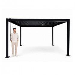 Pergola tarasowa aluminiowa wolnostojąca z lamelami 3x4 m szara – Paxi II