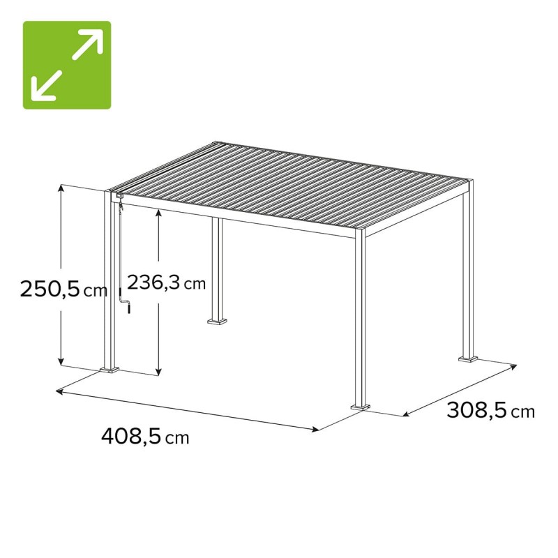 Pergola tarasowa aluminiowa wolnostojąca z lamelami 3x4 m szara – Paxi II