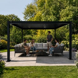 Pergola tarasowa aluminiowa wolnostojąca z lamelami 3x4 m szara – Paxi II