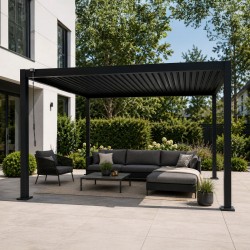 Pergola tarasowa aluminiowa wolnostojąca z lamelami 3x4 m szara – Paxi II
