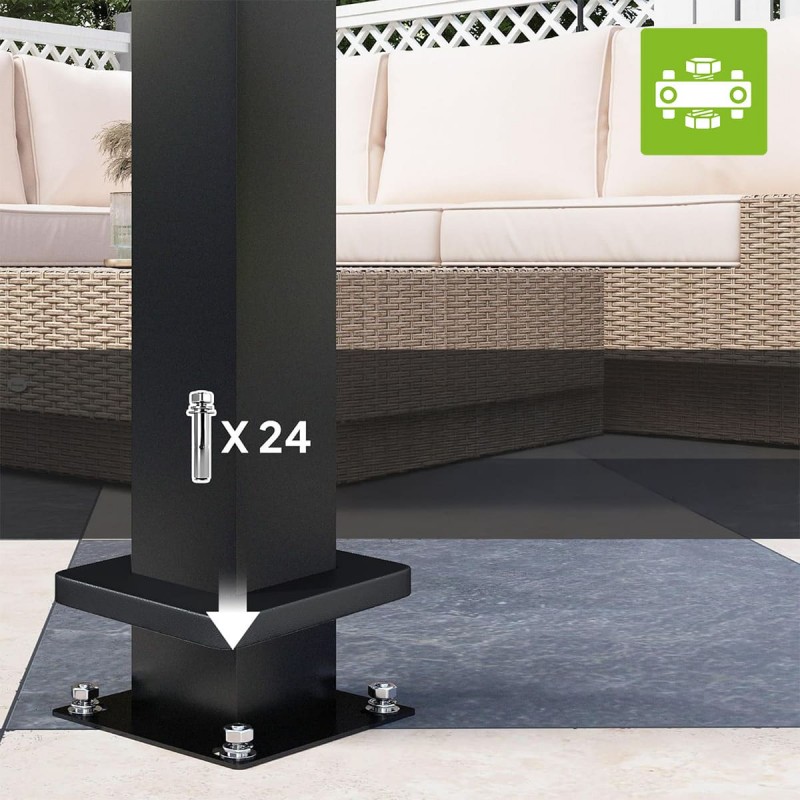 Pergola tarasowa aluminiowa wolnostojąca z lamelami alu 3x4 m szara – Evia II