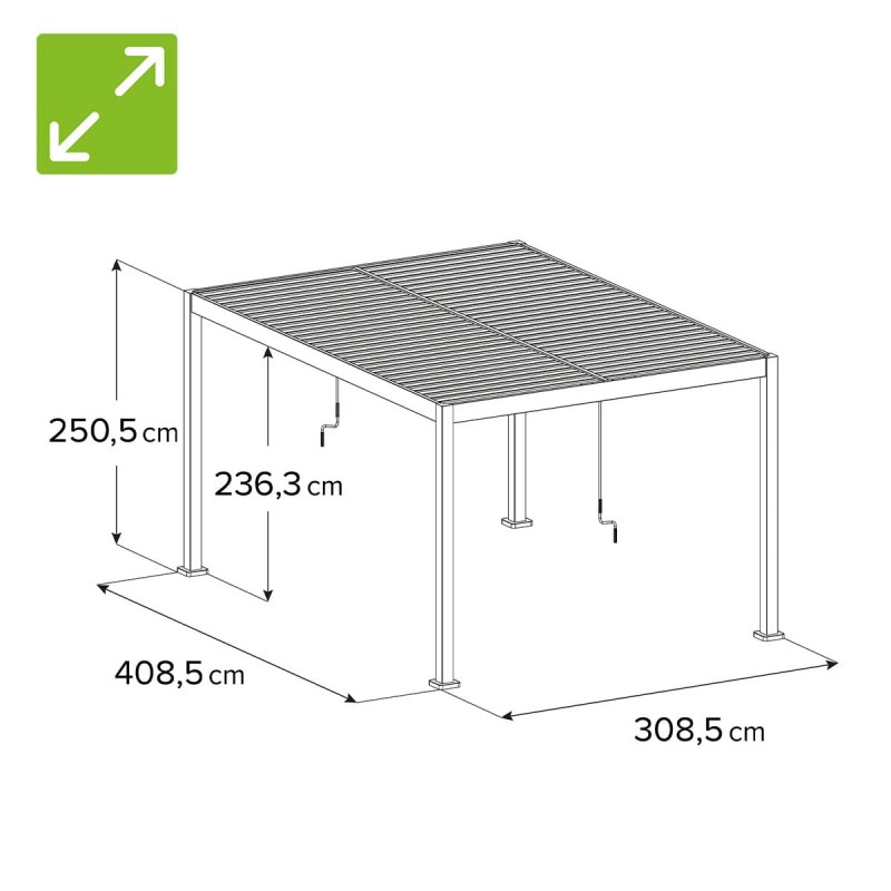 Pergola tarasowa aluminiowa wolnostojąca z lamelami alu 3x4 m szara – Evia II