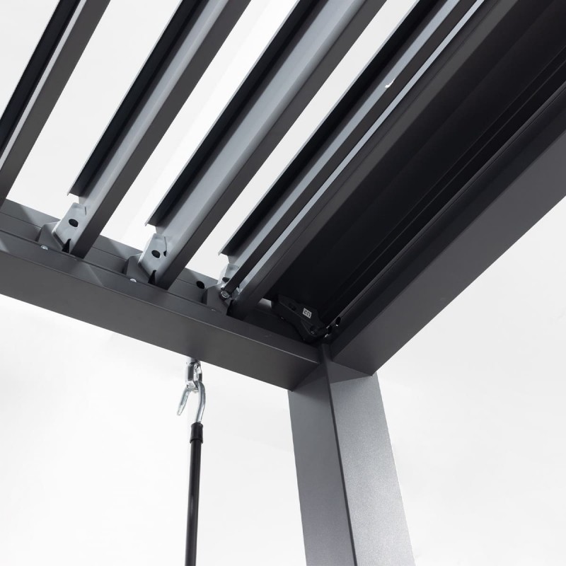 Pergola tarasowa aluminiowa wolnostojąca z lamelami alu 3x3 m szara – Evia I
